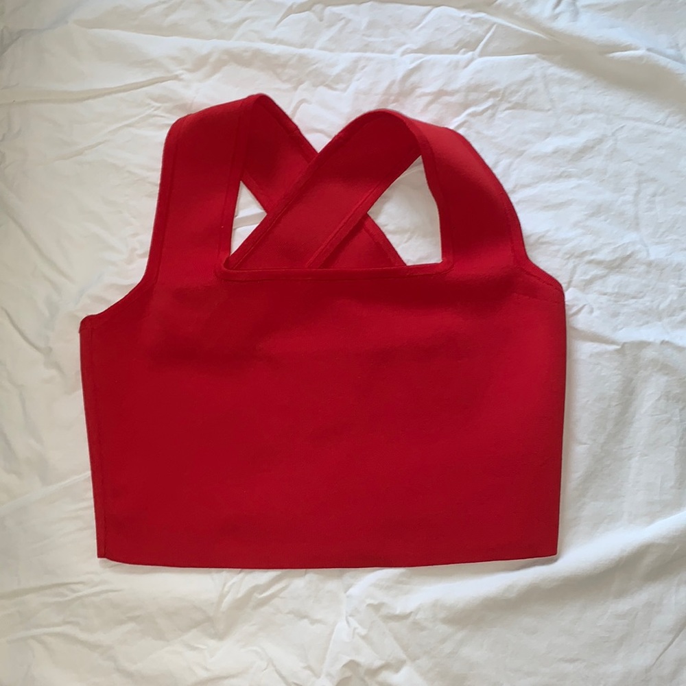 Red ribbed crop top
